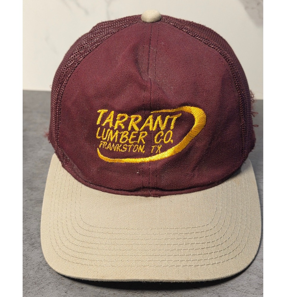 Tarrant Lumber Co Frankston TX Trucker‎ Hat Maroon Tan Snapback Mesh Cap